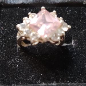 Pink and white Cubiczirconia Sterling Silver Ring